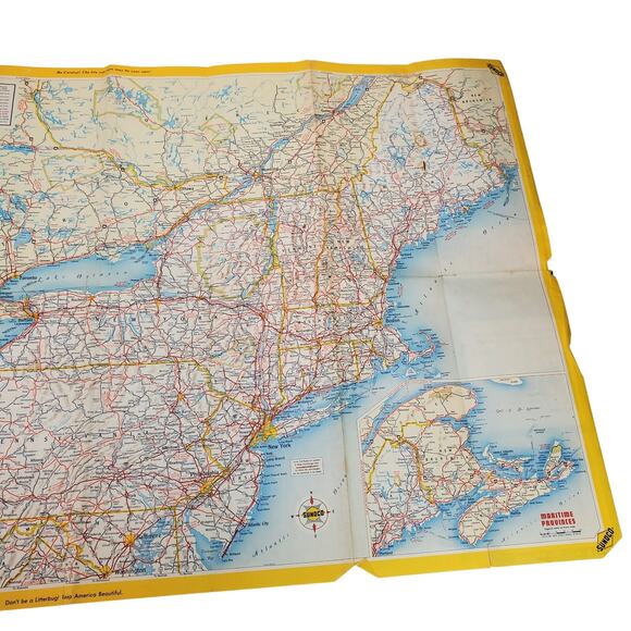 Sunoco Highway Map of Eastern North Eastern US 1962 Vtg Lithographed - Picture 4 of 14